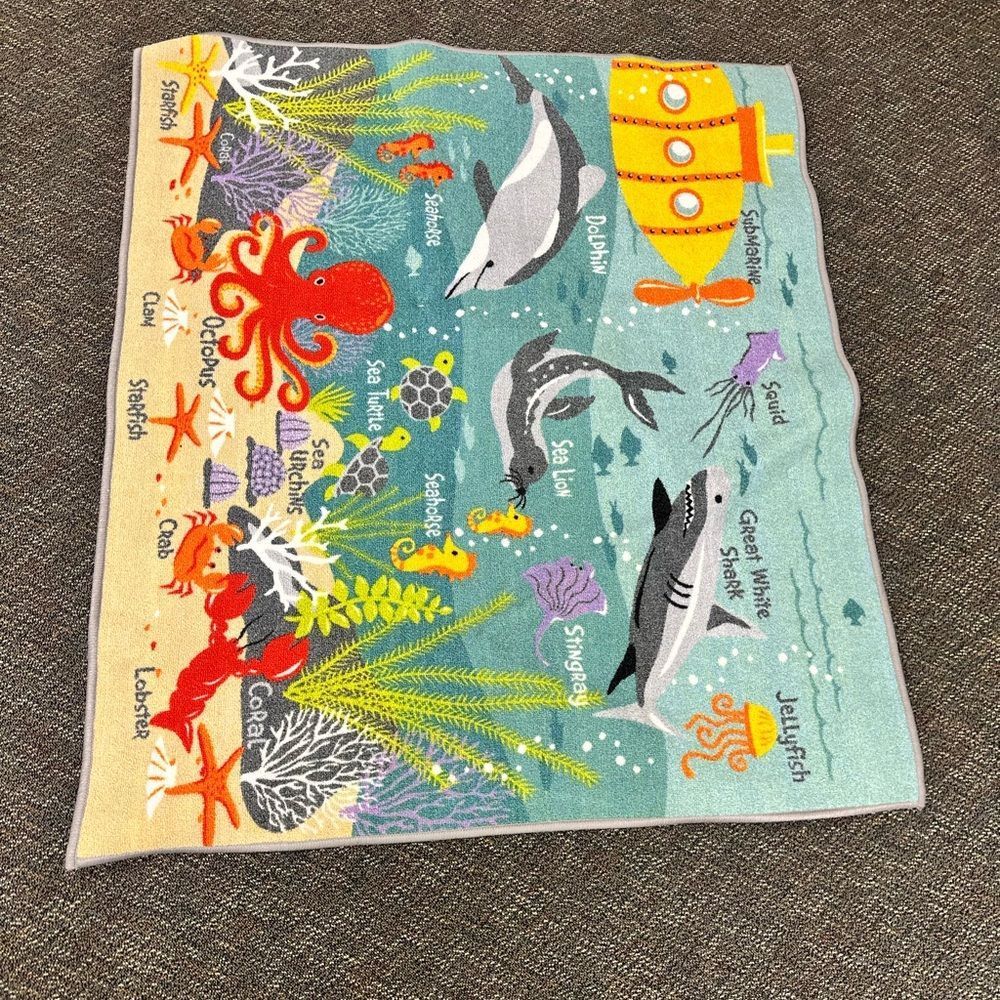 Kids Sea Creature Blue Rug - Picture 2 of 6